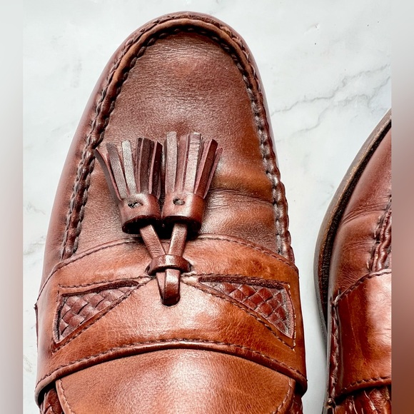 Allen Edmonds Maxfield Brown Leather Slip-On Tassel Loafer Dress Shoe Size 9 D - Picture 13 of 17